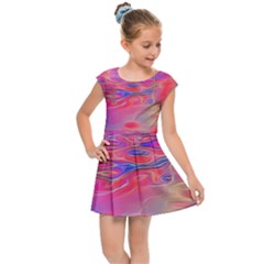 Purple Red Abstract Pool Kids  Cap Sleeve Dress by bloomingvinedesign