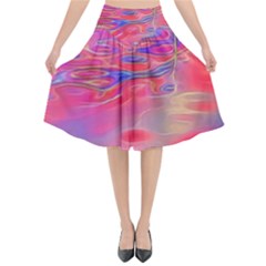 Purple Red Abstract Pool Flared Midi Skirt by bloomingvinedesign