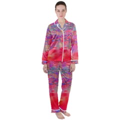 Purple Red Abstract Pool Satin Long Sleeve Pyjamas Set by bloomingvinedesign