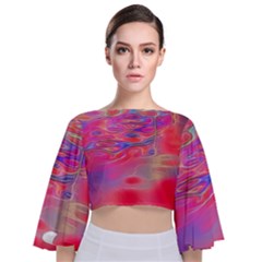 Purple Red Abstract Pool Tie Back Butterfly Sleeve Chiffon Top by bloomingvinedesign