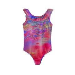 Purple Red Abstract Pool Kids  Frill Swimsuit