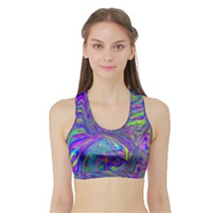 Abstractwithblue Sports Bra With Border by bloomingvinedesign