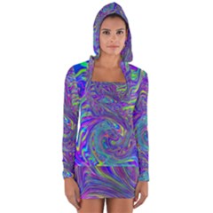 Abstractwithblue Long Sleeve Hooded T-shirt by bloomingvinedesign