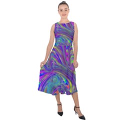 Abstractwithblue Midi Tie-back Chiffon Dress by bloomingvinedesign