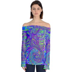 Abstractwithblue Off Shoulder Long Sleeve Top by bloomingvinedesign