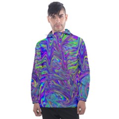 Abstractwithblue Men s Front Pocket Pullover Windbreaker by bloomingvinedesign