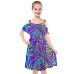 Abstractwithblue Kids  Cut Out Shoulders Chiffon Dress