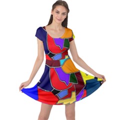 Crazycolorabstract Cap Sleeve Dress