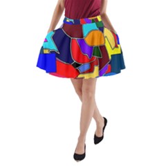 Crazycolorabstract A-Line Pocket Skirt