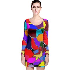 Crazycolorabstract Long Sleeve Velvet Bodycon Dress