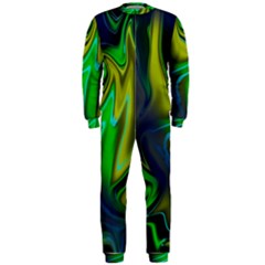 Green Blue Yellow Swirl Onepiece Jumpsuit (men) 