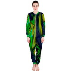 Green Blue Yellow Swirl Onepiece Jumpsuit (ladies) 