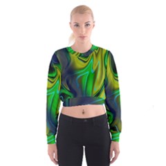 Green Blue Yellow Swirl Cropped Sweatshirt