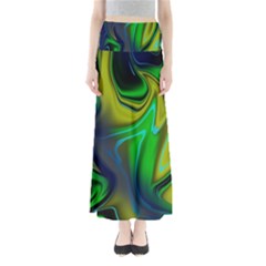 Green Blue Yellow Swirl Full Length Maxi Skirt by bloomingvinedesign