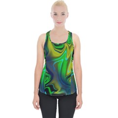 Green Blue Yellow Swirl Piece Up Tank Top by bloomingvinedesign