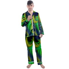 Green Blue Yellow Swirl Men s Satin Pajamas Long Pants Set by bloomingvinedesign