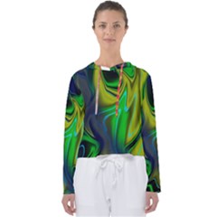 Green Blue Yellow Swirl Women s Slouchy Sweat