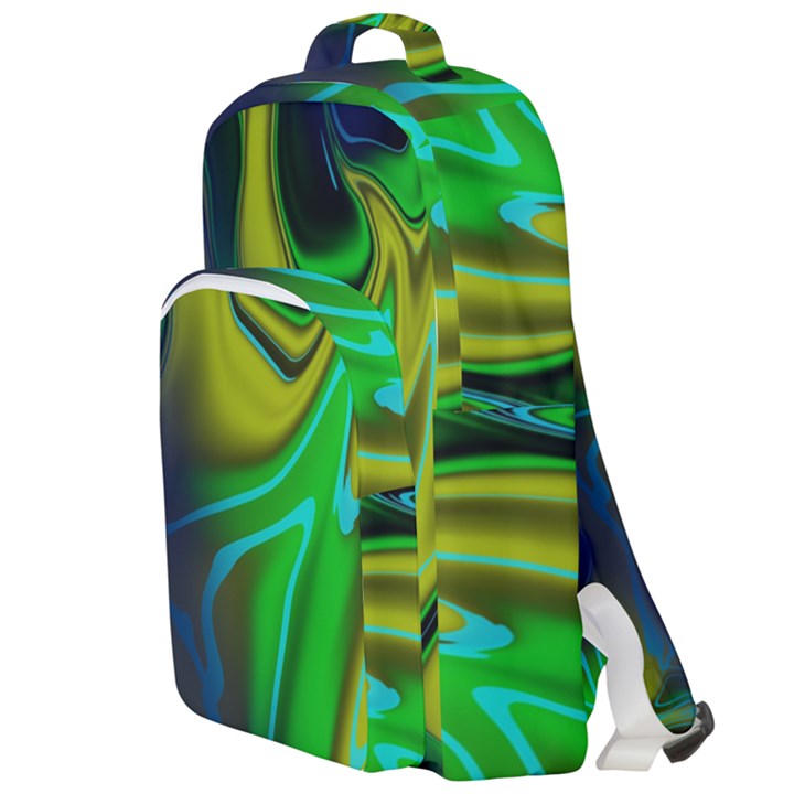 Green Blue Yellow Swirl Double Compartment Backpack