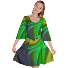 Green Blue Yellow Swirl Velour Kimono Dress by bloomingvinedesign