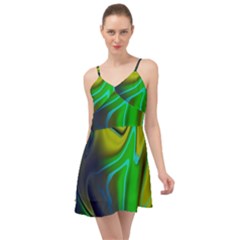 Green Blue Yellow Swirl Summer Time Chiffon Dress by bloomingvinedesign