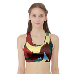 Moonscape Sports Bra With Border by bloomingvinedesign