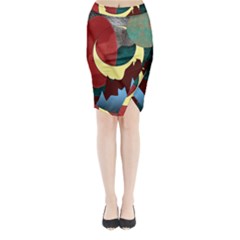 Moonscape Midi Wrap Pencil Skirt