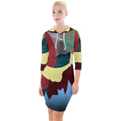 Moonscape Quarter Sleeve Hood Bodycon Dress