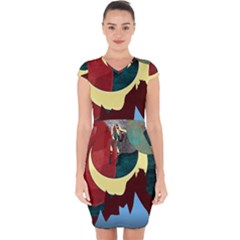 Moonscape Capsleeve Drawstring Dress 