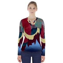 Moonscape V-Neck Long Sleeve Top