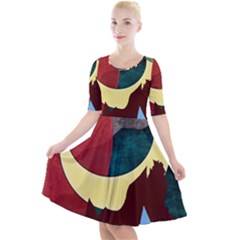 Moonscape Quarter Sleeve A-Line Dress