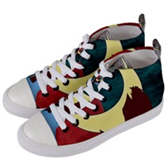 Moonscape Women s Mid-top Canvas Sneakers by bloomingvinedesign