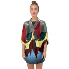 Moonscape Half Sleeve Chiffon Kimono