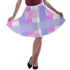 Gingham Checkered Texture Pattern A-line Skater Skirt by Pakrebo