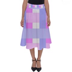 Gingham Checkered Texture Pattern Perfect Length Midi Skirt by Pakrebo