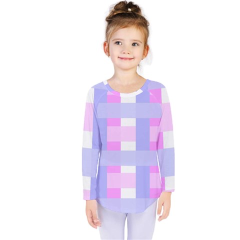 Gingham Checkered Texture Pattern Kids  Long Sleeve Tee by Pakrebo