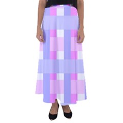 Gingham Checkered Texture Pattern Flared Maxi Skirt by Pakrebo