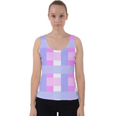 Gingham Checkered Texture Pattern Velvet Tank Top by Pakrebo