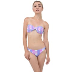 Gingham Checkered Texture Pattern Classic Bandeau Bikini Set by Pakrebo