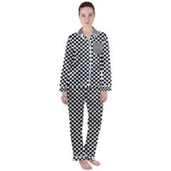 Background Black Board Checker Satin Long Sleeve Pyjamas Set by Pakrebo