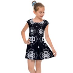 Ornament Flowers Seamless Geometric Kids  Cap Sleeve Dress by Pakrebo