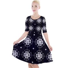 Ornament Flowers Seamless Geometric Quarter Sleeve A-line Dress by Pakrebo