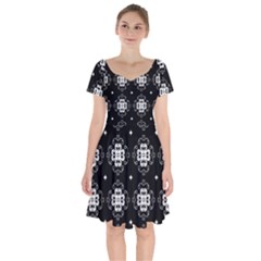 Ornament Flowers Seamless Geometric Short Sleeve Bardot Dress by Pakrebo