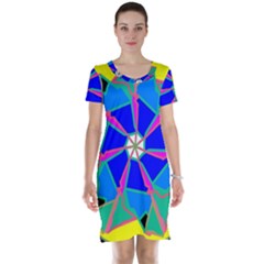 Mandala Wheel Pattern Ornament Short Sleeve Nightdress