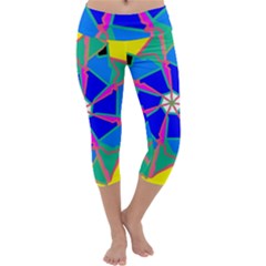 Mandala Wheel Pattern Ornament Capri Yoga Leggings by Pakrebo