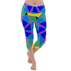 Mandala Wheel Pattern Ornament Lightweight Velour Capri Yoga Leggings by Pakrebo