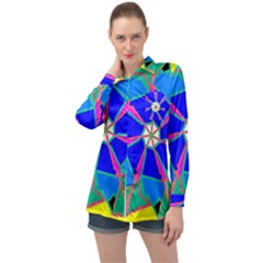 Mandala Wheel Pattern Ornament Long Sleeve Satin Shirt