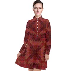 Maroon Triangle Pattern Seamless Long Sleeve Chiffon Shirt Dress