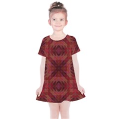 Maroon Triangle Pattern Seamless Kids  Simple Cotton Dress by Pakrebo