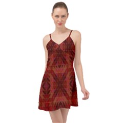 Maroon Triangle Pattern Seamless Summer Time Chiffon Dress