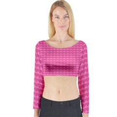 Abstract Background Card Decoration Pink Long Sleeve Crop Top by Pakrebo